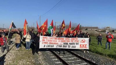 Greek Communists Stop Train Carrying American Tanks