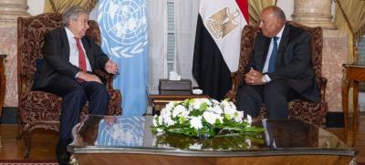Guterres Calls for the Release of Hostages, and Shukri: We Reject the Displacement of Palestinians from Gaza