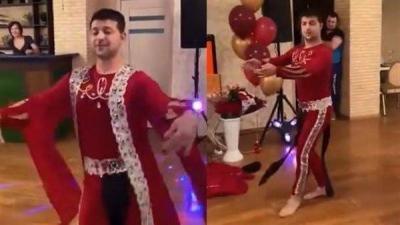 Title: "Zelensky's Red Dress Dance Video"