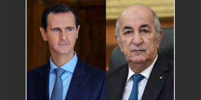 Assad Discusses Developments in the Arab Arena with Algerian President