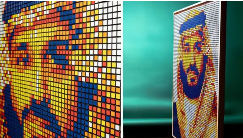 Saudi Artist Creates Portrait of Crown Prince Using Rubik's Cubes