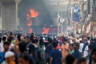 Burning of the Television Headquarters in Bangladesh (Photos)