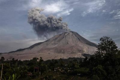 Eruption of Mount Ibu Volcano in Indonesia