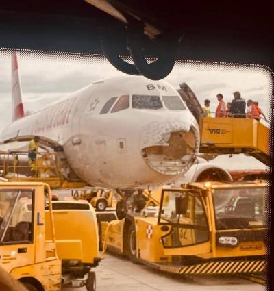 Hail Destroys Airplane in Austria