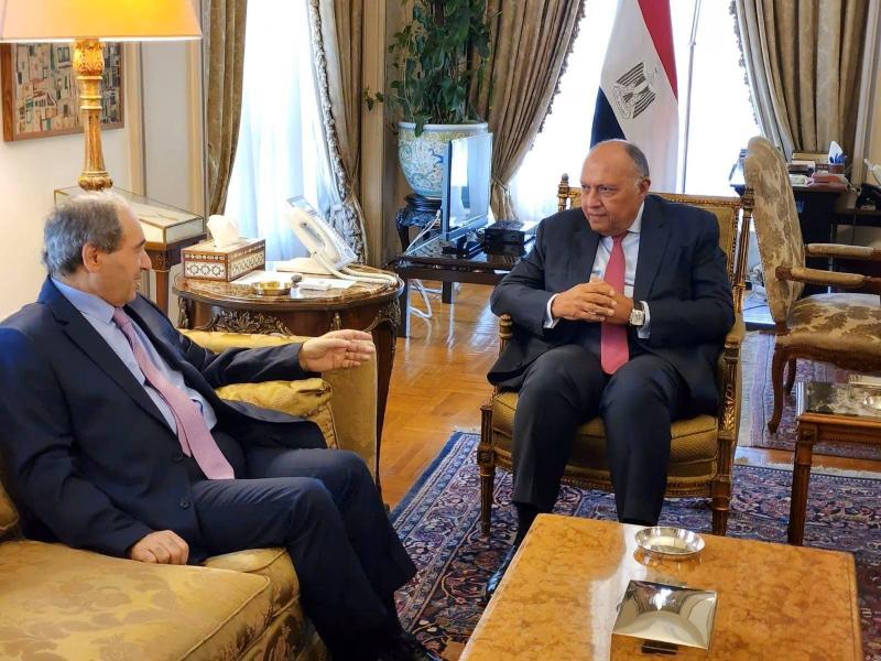 Shukri and Maqdad Agree to Intensify Communication Channels Between Egypt and Syria