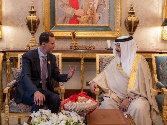 King of Bahrain Affirms to Assad Commitment to Restore Syria's Well-being