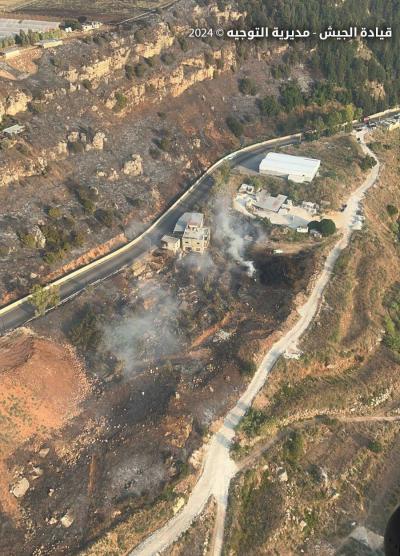Army Extinguishes Fire in the Outskirts of Bashneen - Zgharta