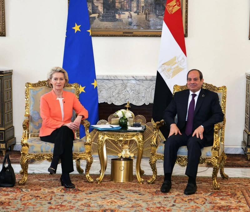 Sisi and the President of the European Commission: The Necessity of Solving the Palestinian Issue