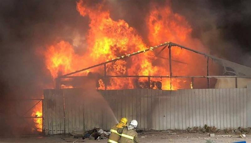 # Explosions and Fireworks Due to Large Fire in Baghdad (Video)