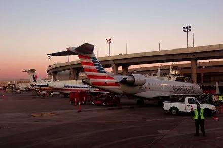 Stormy Weather Moves American Airlines Plane from Gate