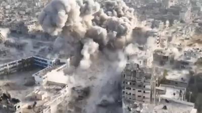 Title: Israeli Army Blows Up Martyrs' Square in Rafah City (Video)