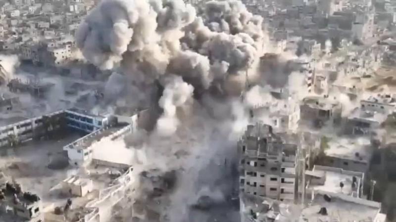 Title: Israeli Army Blows Up Martyrs' Square in Rafah City (Video)