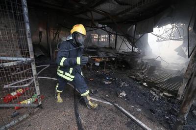 Video - Palestinian Civil Defense Teams Struggle to Control a Large Fire in Al-Bireh