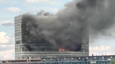 Russia: Massive Fire in Building Near Moscow