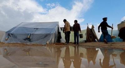 Heavy Rainfall Worsens Displacement Suffering in Gaza, Flooding Tents