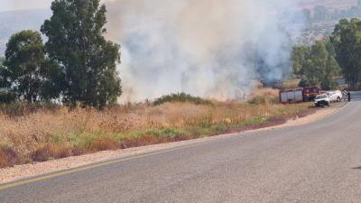 Outbreak of Fires in the Golan Following Missile Launches from Lebanon