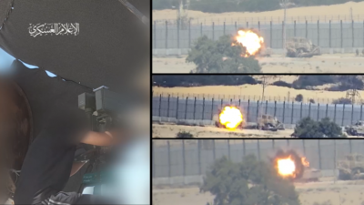 Title: Video: Al-Qassam Targets Israeli "Ofek" Vehicle with "Red Arrow"