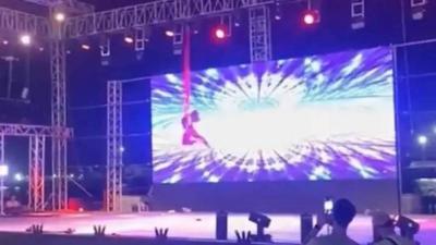 Circus Performer Falls in Front of Audience
