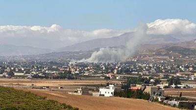 الطيران الحربي الاسرائيلي يستهدف بلدة تمنين قضاء بعلبك