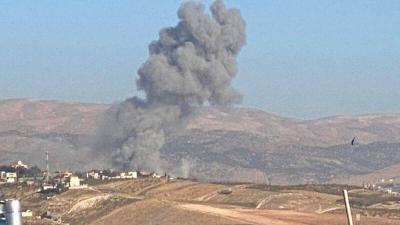 بالفيديو.. غارة إسرائيلية تستهدف بلدة امهز - البقاع