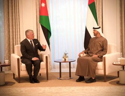 ‏ محمد بن زايد وملك الأردن: لمسار واضح للسلام ‏على أساس 