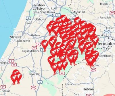 إطلاق صاروخين بإتجاه منطقة القدس وجنوب إسرائيل