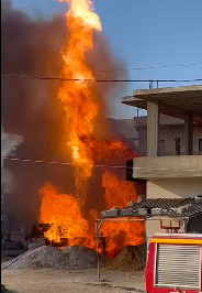 بالفيديو- انفجار في مستودع بمنطقة العريضة العكارية