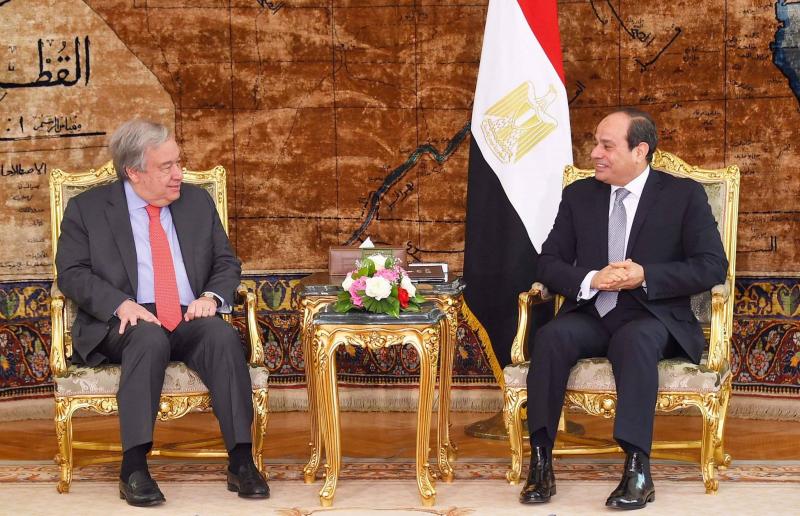 السيسي وغوتيريش يؤكدان رفض إخلاء قطاع غزة من السكان