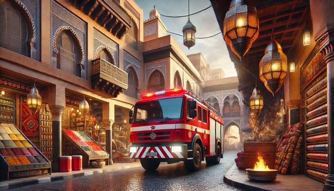 بالفيديو.. حريق كارثي يلتهم سوقًا شعبيًا في المغرب