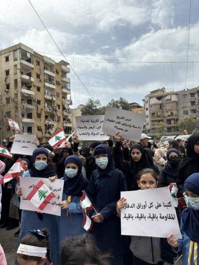 إعتصام طلابي في مكان الإستهداف الإسرائيلي للضاحية الجنوبية (فيديو)