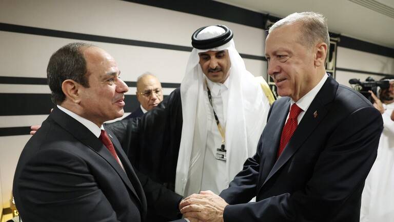 هل اكتفى السيسي وأردوغان في قطر بالمصافحة؟