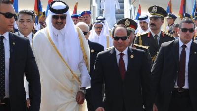 أمير قطر والرئيس المصري يؤكدان على أهمية وقف إطلاق النار بغزة
