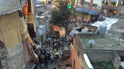 بالفيديو -إنهيار مبنى سكني في منطقة حرج بيروت