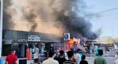 العراق... حريق كبير في منطقة الغزالية