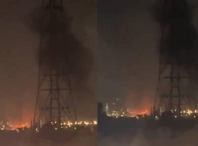 بالفيديو.. نشوب حريق في منشأة استراتيجية قرب حيفا