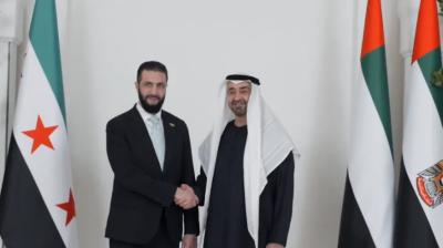 رئيس دولة الإمارات يستقبل الشرع في أبوظبي