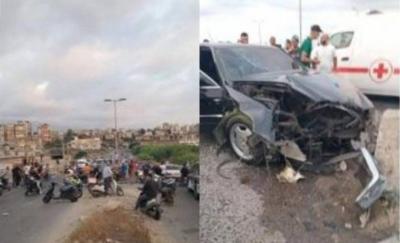 بالصورة- حادث سير خلال مرور موكب عرس.. إصابة العريس والعروس