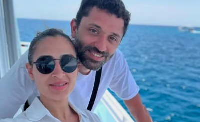 بعد شائعة طلاقهما.. كريم محمود عبد العزيز يفاجئ زوجته على الهواء