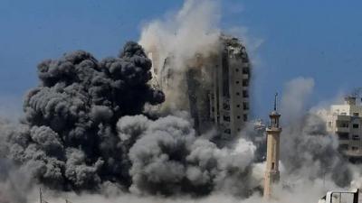 بالفيديو- إسرائيل تُنذر بإخلاء برج مكة في غزة قبل قصفه