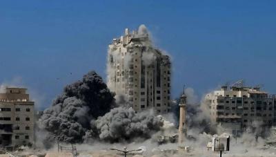 الجيش الإسرائيلي يدمر برج الجندي المجهول السكني في غزة (فيديو)