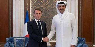 أمير قطر ورئيس فرنسا يبحثان التطورات الفلسطينية