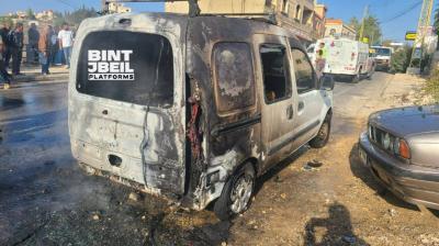 بالصور- 7 إصابات بغارة استهدفت سيارة في بنت جبيل