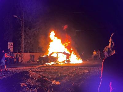 غارة إسرائيلية تستهدف سيارة في حومين الفوقا (فيديو)