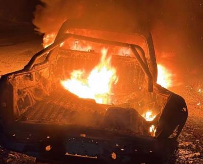 بالفيديو- إنفجار سيارة من نوع بيك أب في مدينة الخيام