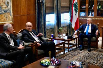 لودريان يزور بري وهيكل ويلتقي سلام على مأدبة عشاء