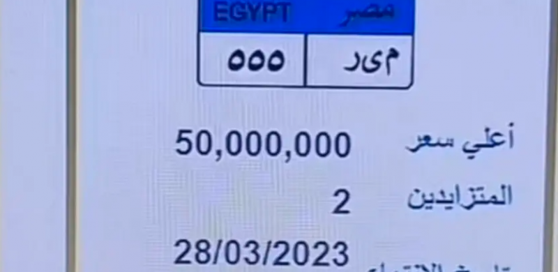 50 مليون جنيه سعر لوحة سيارة في مصر