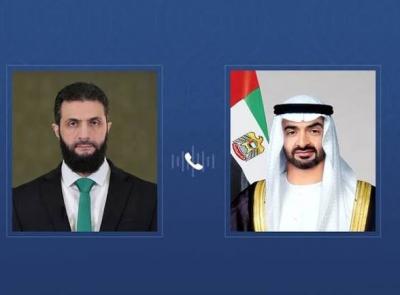 اتصال بين محمد بن زايد وأحمد الشرع لبحث تصعيد المنطقة