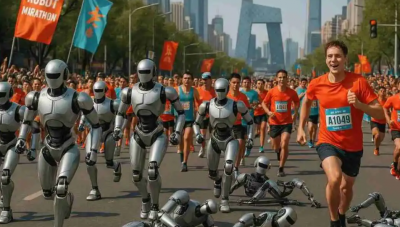 روبوتات رياضية تتفوق على متسابقين من البشر في نصف ماراثون ببكين