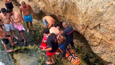 Lebanese Civil Defense Rescues Injured Man in Jbeil