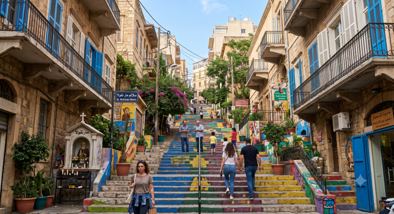 Exploring the Historic St. Nicolas Stairs in Beirut's Gemmayzeh